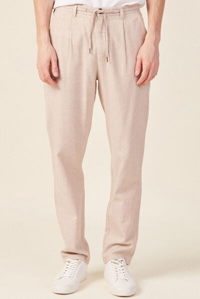 Pantalon chino à coulisse beige homme