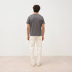 T-shirt en coton manches courtes gris fonc&eacute; homme