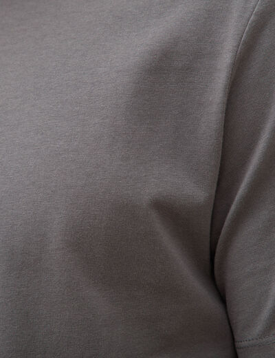T-shirt en coton manches courtes gris fonc&eacute; homme