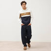 Sweat &agrave; capuche manches longues ecru homme