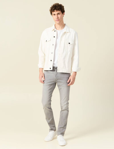 Jeans slim longueur 32 denim snow gris homme