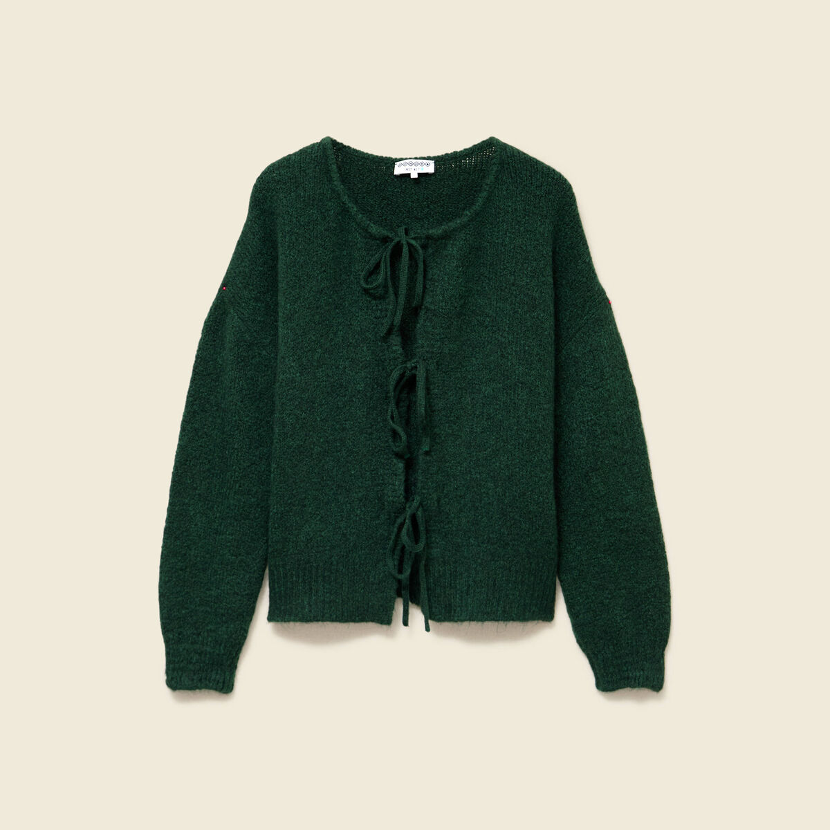 Gilet oversize manches longues vert fonc&eacute; femme