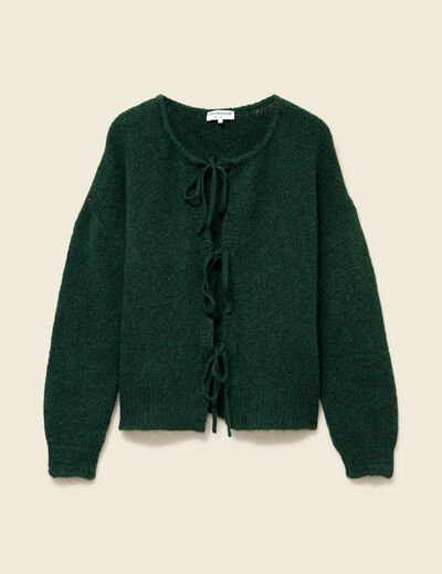 Gilet oversize manches longues vert fonc&eacute; femme