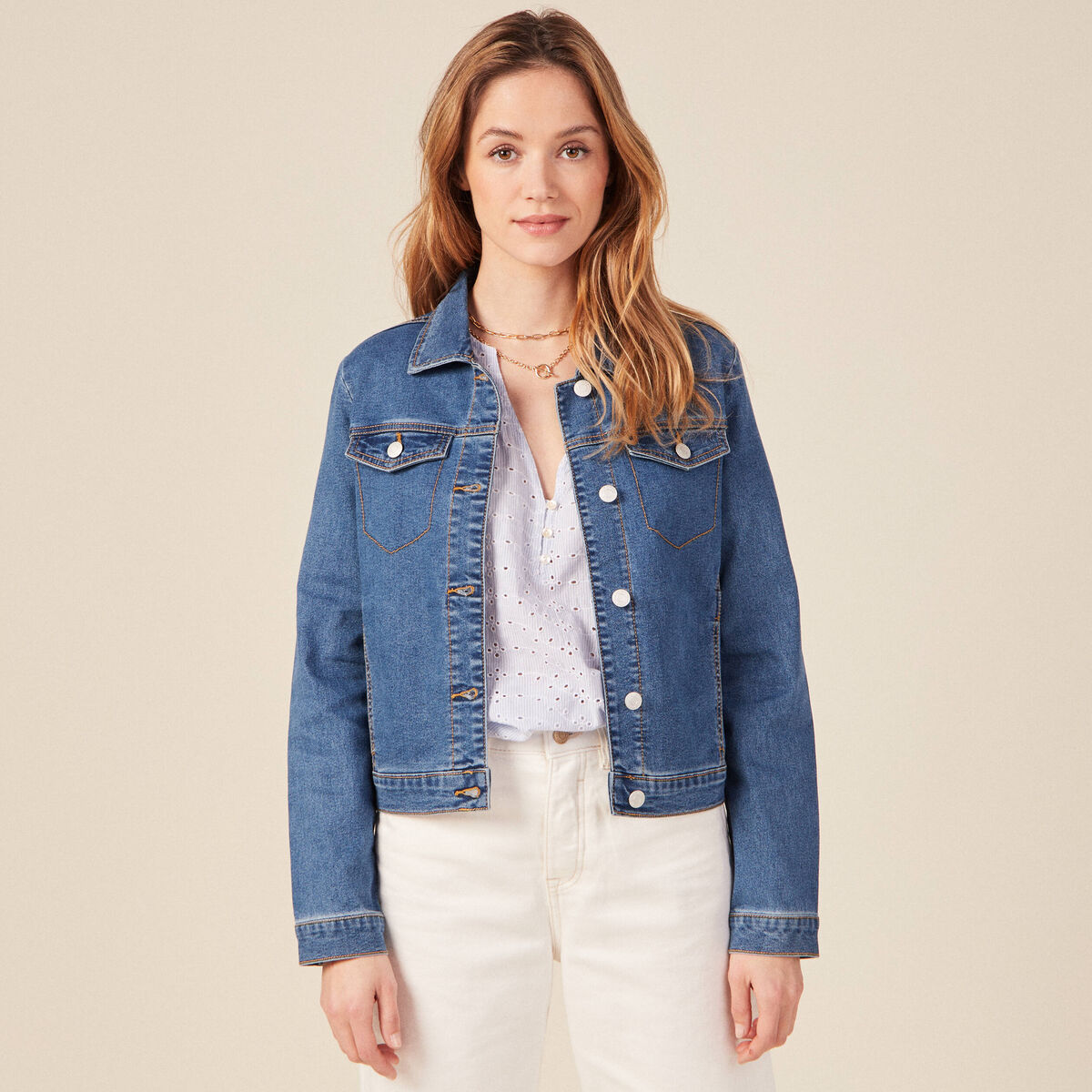 Veste en jean éco-responsable denim stone femme