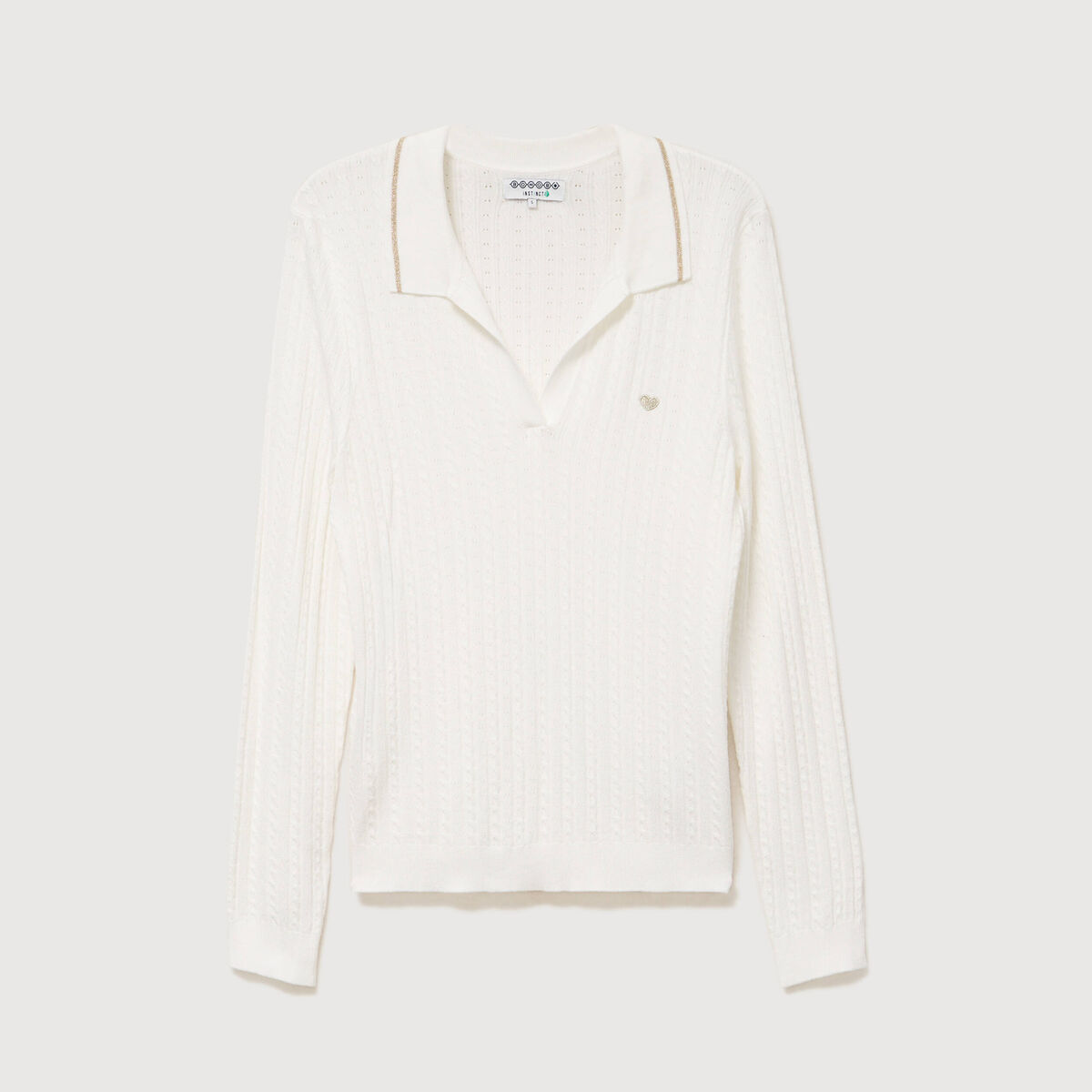 Pull droit manches longues ecru femme