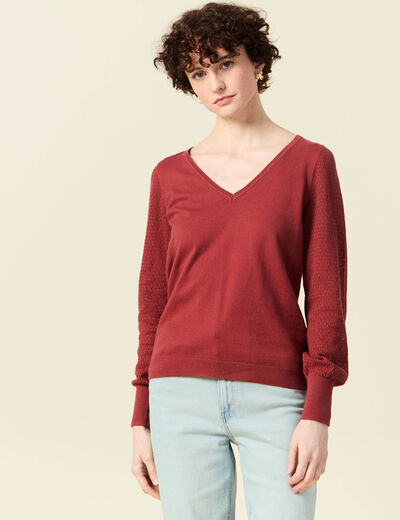 Pull manches longues vieux rose femme