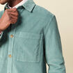 Surchemise courte droite en velours bleu gris homme
