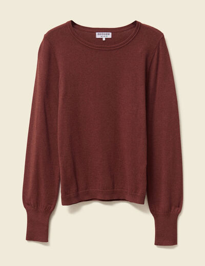 Pull manches longues marron femme