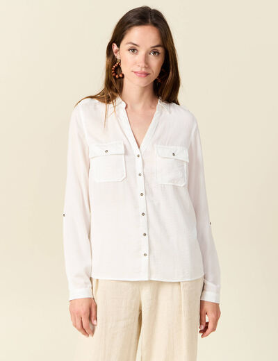 Chemise manches longues ecru femme