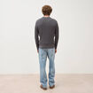 Pull manches longues en coton gris fonc&eacute; homme