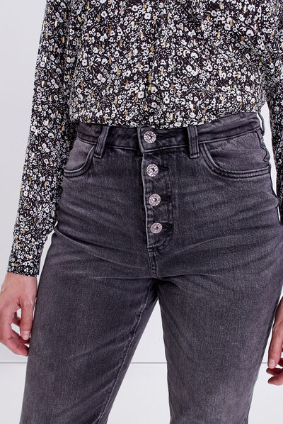 Jeans mom taille haute denim noir femme