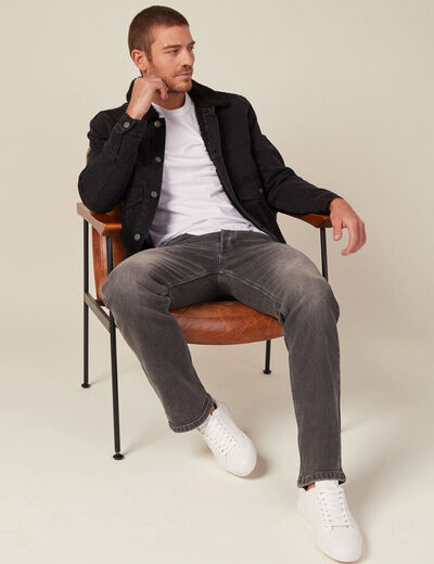 Jeans regular éco-responsable denim gris homme