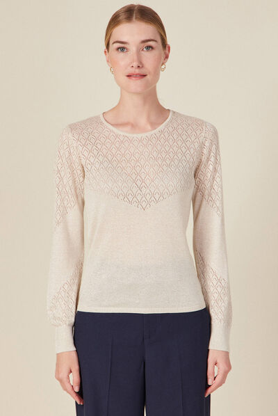 Pull manches longues beige femme