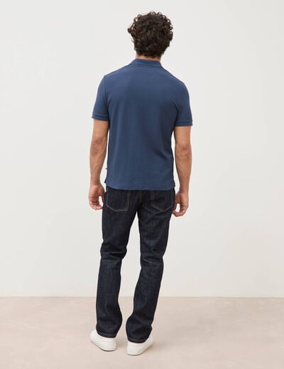 Polo manches coude bleu fonc&eacute; homme