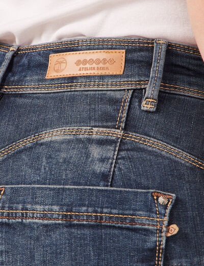 Jeans skinny push up 7/8ème denim brut femme