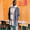 Manteau ajusté boutonné gris foncé homme