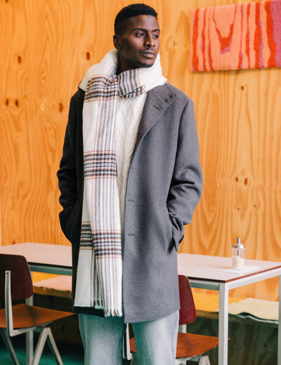 Manteau ajusté boutonné gris foncé homme