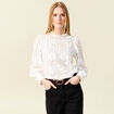 Blouse cintr&eacute;e dentelle manches longues ecru femme