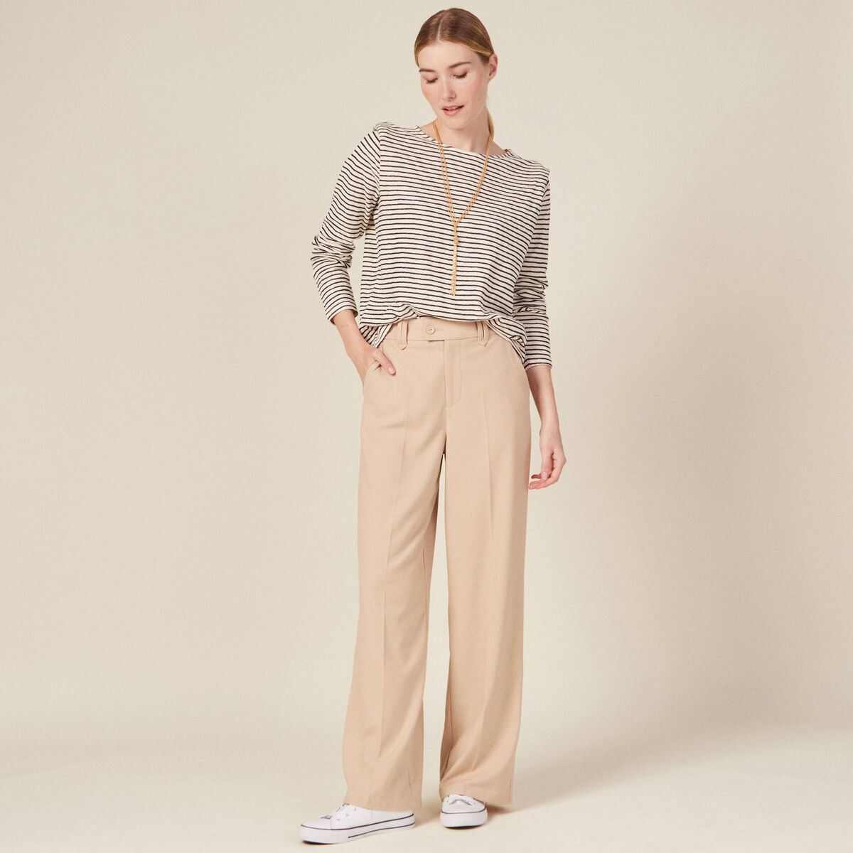 T-shirt manches longues ecru femme