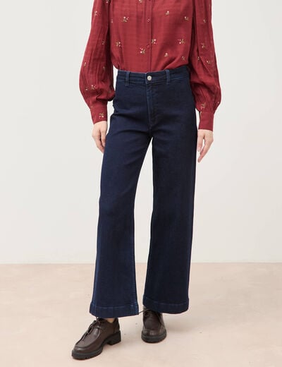 Jeans large taille haute denim brut rinse femme