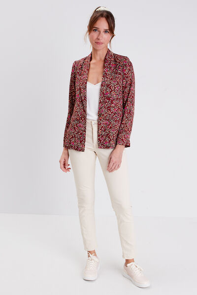 Veste esprit blazer droite marron femme