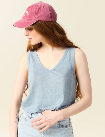 Débardeur sans manches bleu gris femme