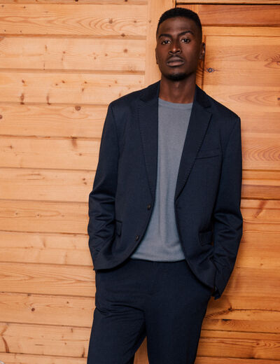 Veste blazer manches longues bleu marine homme