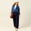 Pantalon large à pinces bleu foncé femme