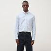 Chemise manches longues col am&eacute;ricain bleu gris homme