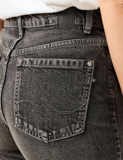 Jeans large taille haute denim snow gris femme