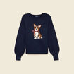 Pull col rond manches longues bleu marine femme