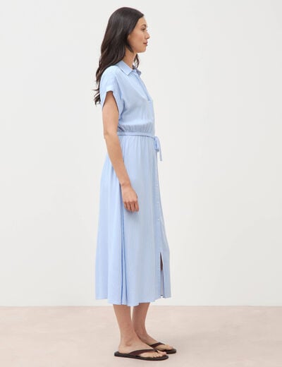 Robe longue &eacute;vas&eacute;e ceintur&eacute;e bleu clair femme