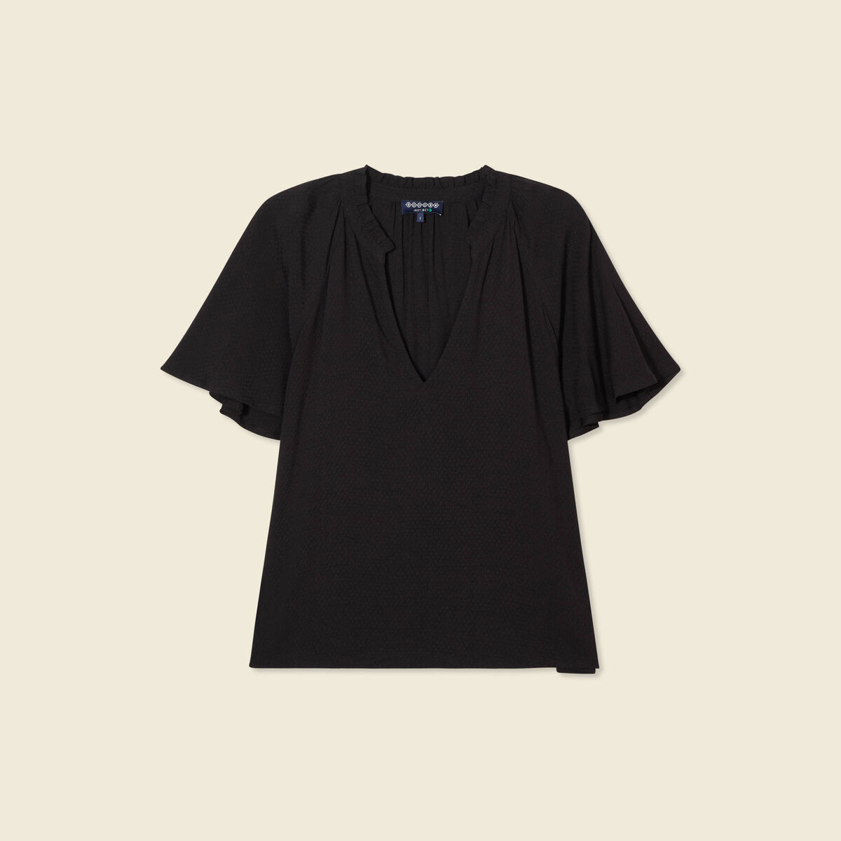 Blouse manches courtes noir femme