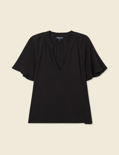 Blouse manches courtes noir femme