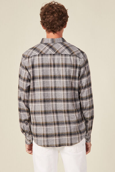 Chemise manches longues vert kaki homme