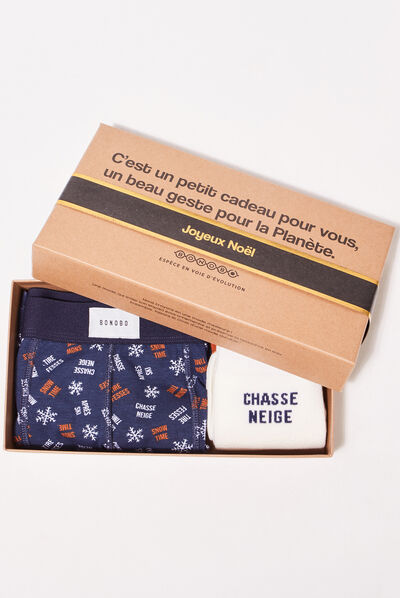 Lot boxer et chaussettes bleu marine homme