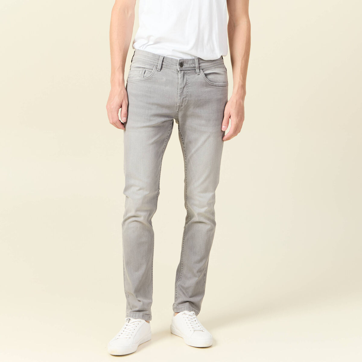 Jeans slim longueur 32 denim snow gris homme