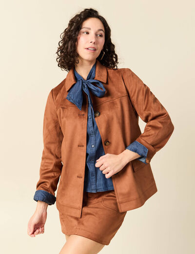 Veste manches longues doubl&eacute;e camel femme
