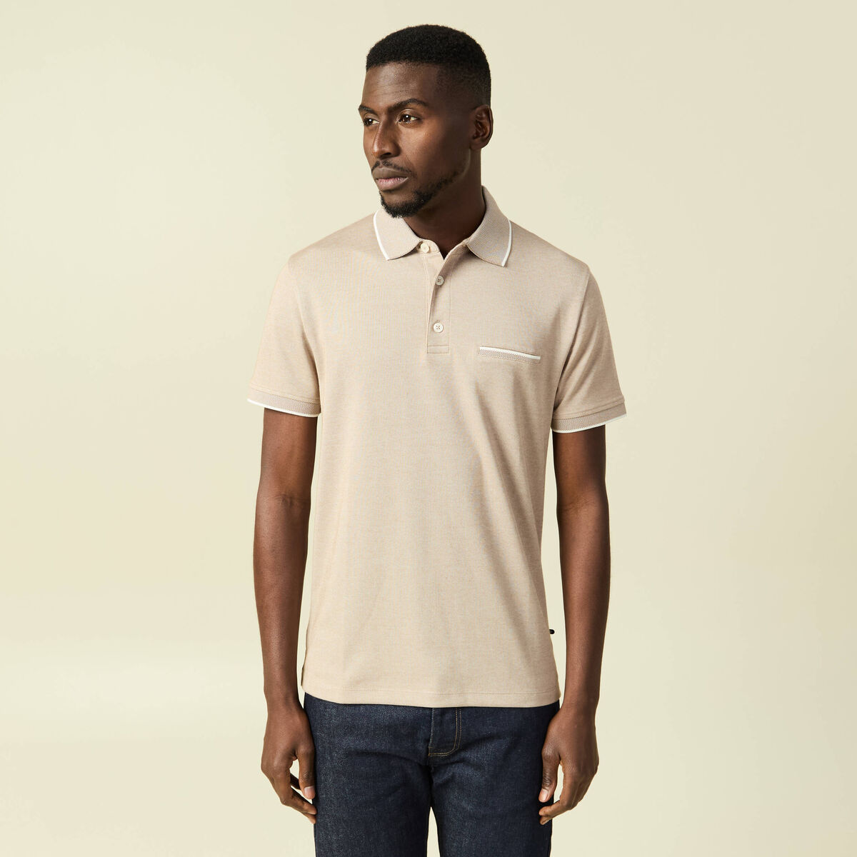 Polo manches courtes taupe homme
