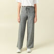 Pantalon large taille haute en maille gris femme