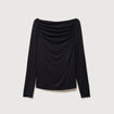 T-shirt ajust&eacute; manches longues bardot noir femme