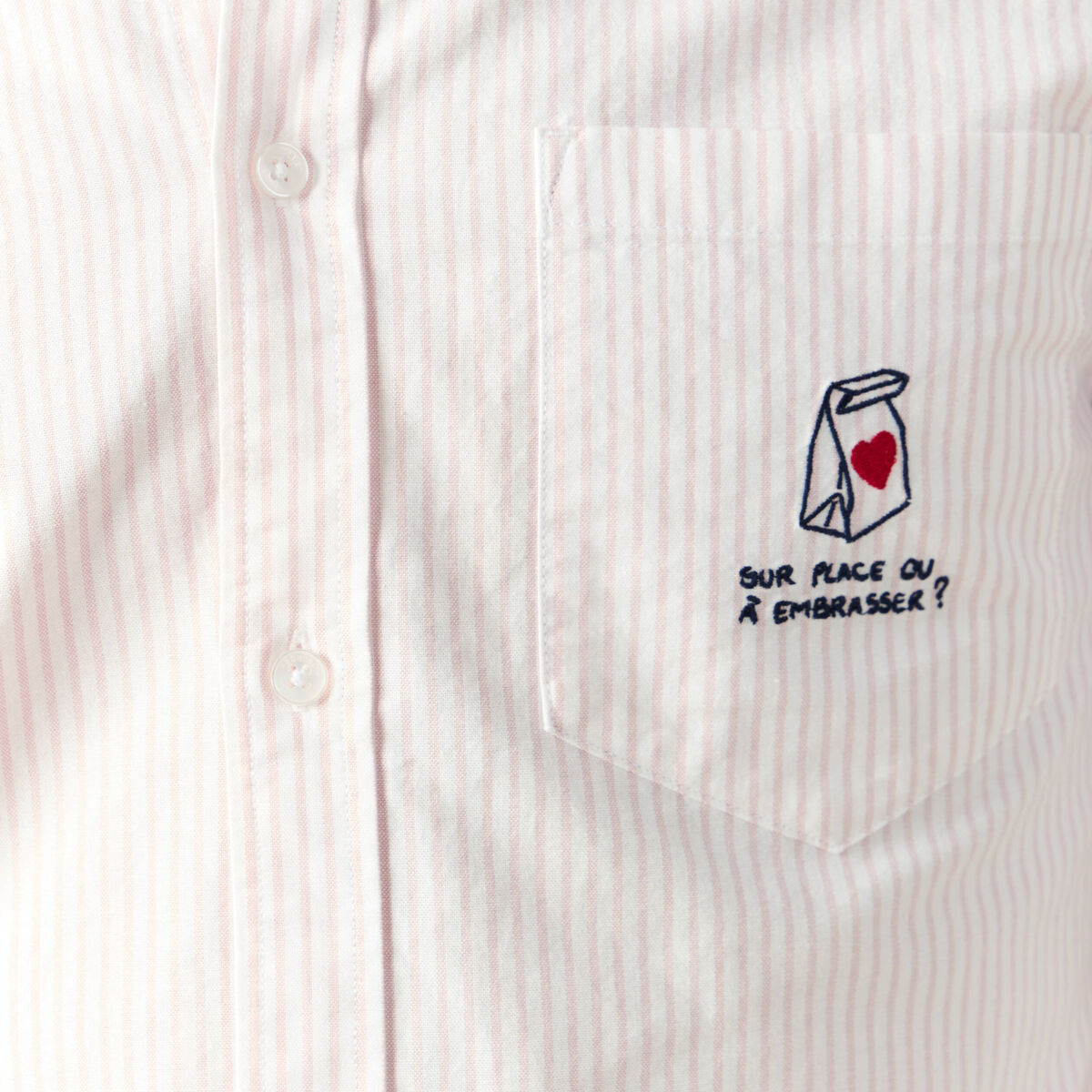 Chemise droite en coton rose poudr&eacute;e homme