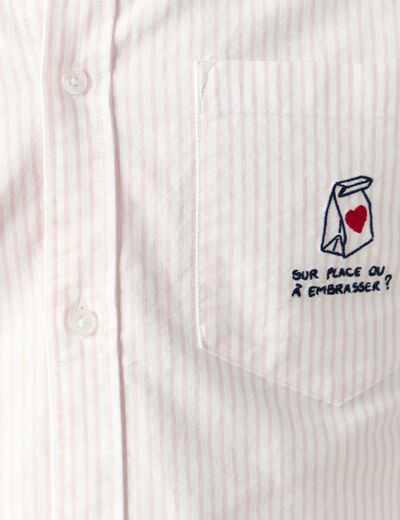 Chemise droite en coton rose poudr&eacute;e homme