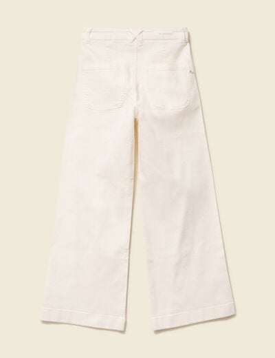 Jeans large taille haute denim blanc femme