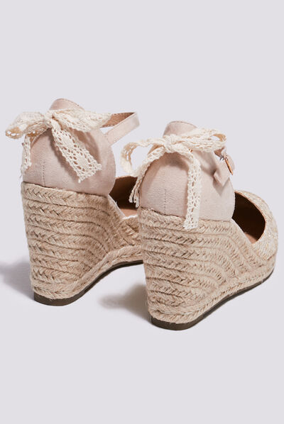 Espadrilles compensées ecru femme