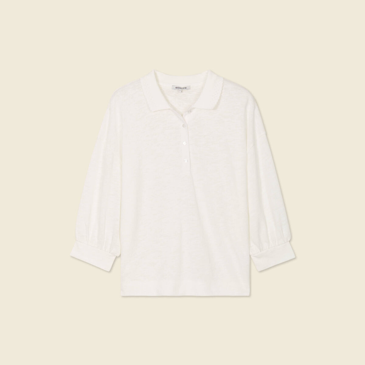 Polo manches 3/4 ecru femme