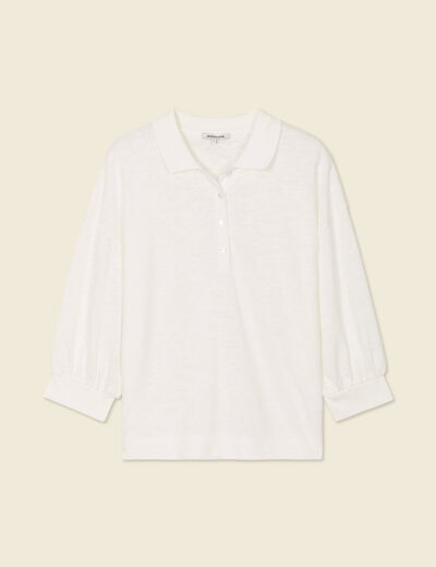 Polo manches 3/4 ecru femme