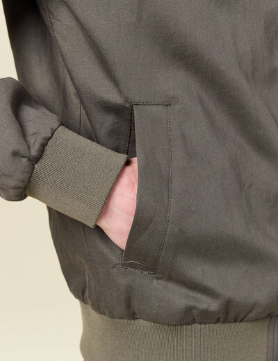 Blouson zipp&eacute; col teddy vert fonc&eacute; homme