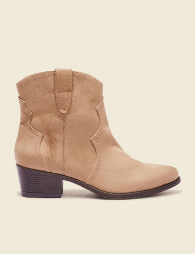 Bottines western à talons marron clair femme