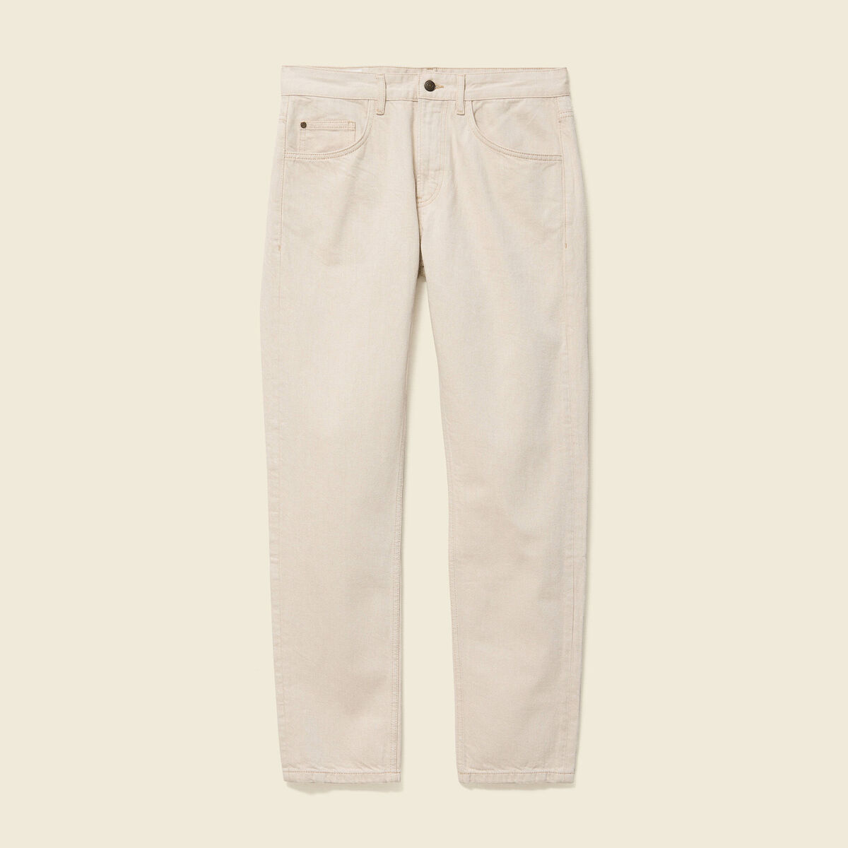 Jeans straight longueur 32 en coton ecru homme